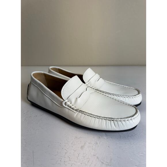 Rubiny Made in Italy White Leather Loafers Men’s Size EU 42 US 9 Driving Shoes - Picture 1 of 9